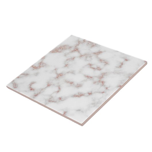 White Marble Carrara Roos Gold Glitter Texture Tegeltje (Zijkant)