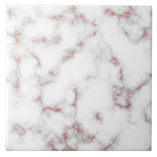 White Marble Carrara Roos Gold Glitter Texture Tegeltje (Voorkant)
