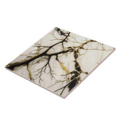 White marble Ceramic Tegel Black en Gold Veins Tegeltje (Zijkant)