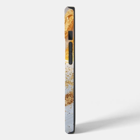 White marble chic gold glitter monogram Case-Mate iPhone case (Achterkant / Links)