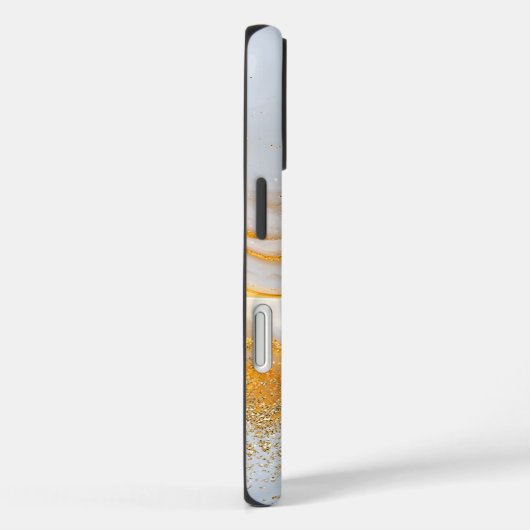 White marble chic gold glitter monogram Case-Mate iPhone case (Achterkant / Rechts)