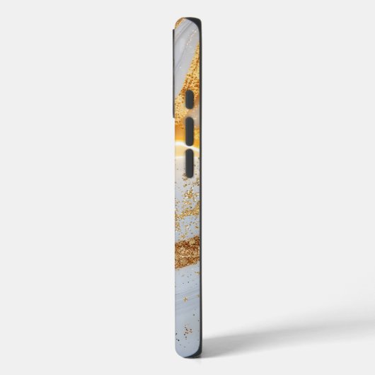 White marble chic gold glitter monogram Case-Mate iPhone case (Achterkant / Links)