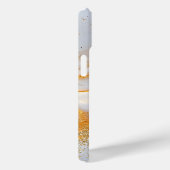 White marble chic gold glitter monogram Case-Mate iPhone case (Achterkant / Rechts)