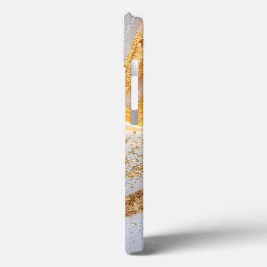 White marble chic gold glitter monogram Case-Mate iPhone case (Achterkant / Links)