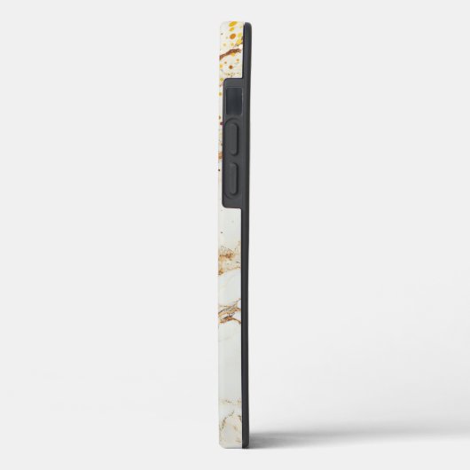 White marble chic gold glitter monogram Case-Mate iPhone case (Achterkant / Links)