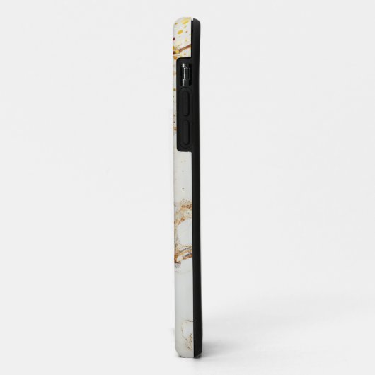 White marble chic gold glitter monogram Case-Mate iPhone case (Achterkant/links)
