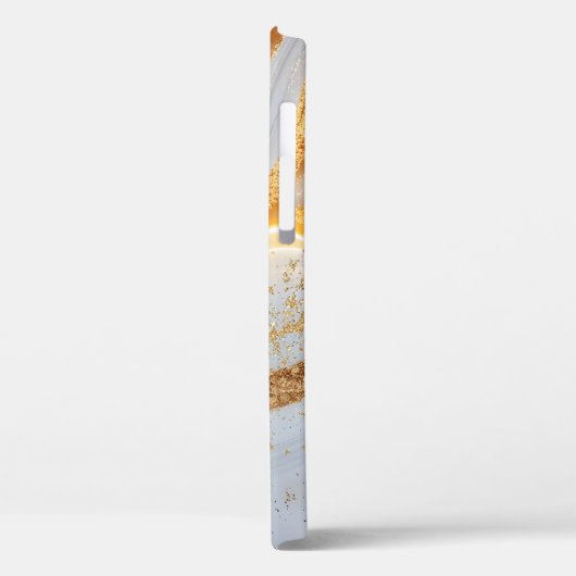 White marble chic gold glitter monogram Case-Mate iPhone case (Achterkant / Links)