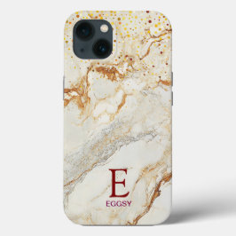 White marble chic gold glitter monogram Case-Mate iPhone case