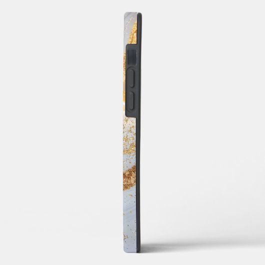 White marble chic gold glitter monogram Case-Mate iPhone case (Achterkant / Links)