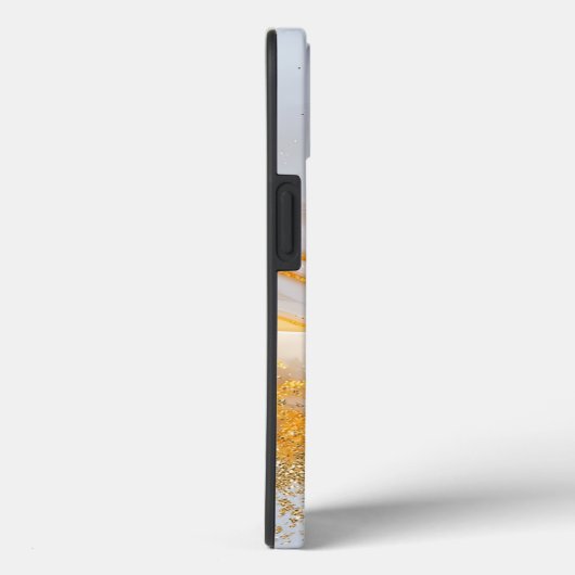 White marble chic gold glitter monogram Case-Mate iPhone case (Achterkant / Rechts)