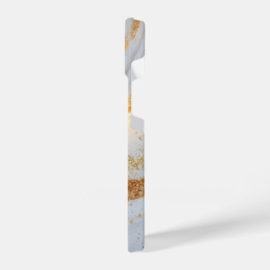 White marble chic gold glitter monogram iPhone hoesje (Linkerkant)