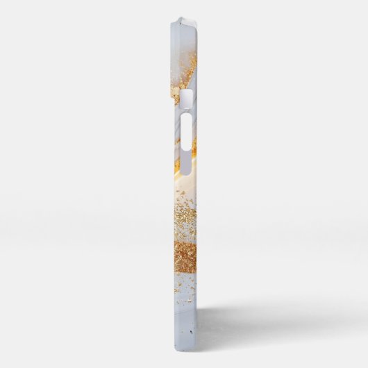 White marble chic gold glitter monogram iPhone hoesje (Linkerkant)