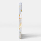 White marble chic gold glitter monogram iPhone hoesje (Rechterkant)