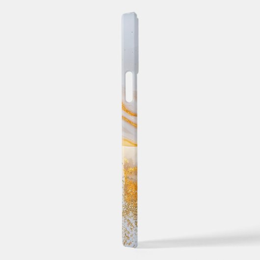 White marble chic gold glitter monogram iPhone hoesje (Rechterkant)