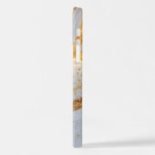White marble chic gold glitter monogram iPhone hoesje (Linkerkant)