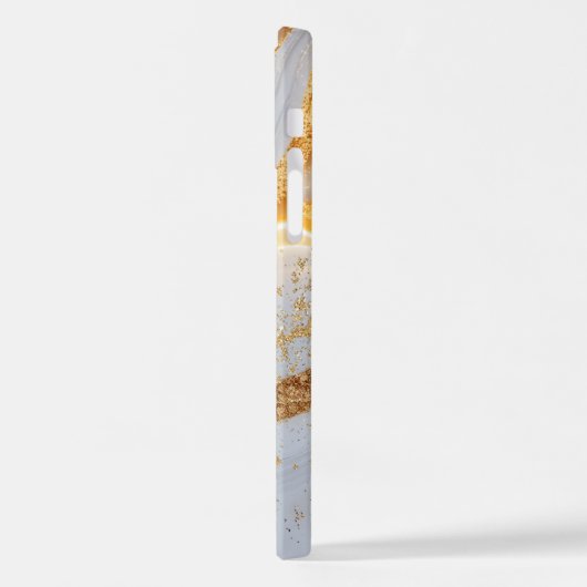 White marble chic gold glitter monogram iPhone hoesje (Linkerkant)