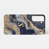 white marble chic gold glitter monogram samsung galaxy hoesje (Achterkant horizontaal)