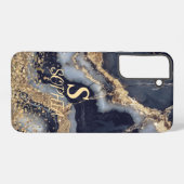 white marble chic gold glitter monogram samsung galaxy hoesje (Achterkant horizontaal)