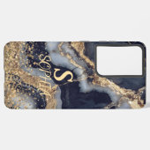 white marble chic gold glitter monogram samsung galaxy hoesje (Linkerkant)