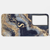 white marble chic gold glitter monogram samsung galaxy hoesje (Achterkant horizontaal)