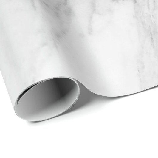 White Marble Chic Silver Glitter Cadeaupapier (Rol Hoek)