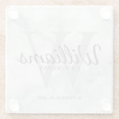 White Marble Classic Script Specialized Groomsmen Glazen Onderzetter (Achterkant)