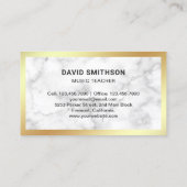 White Marble Classy Guitar Music Teacher Guitarist Visitekaartje (Achterkant)