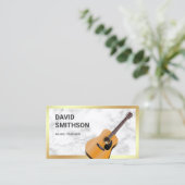 White Marble Classy Guitar Music Teacher Guitarist Visitekaartje (Staand voorkant)