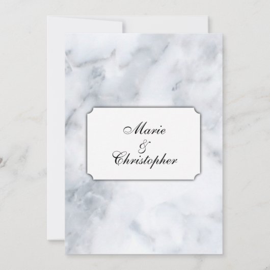 White Marble Classy Wedding Uitnodiging (Achterkant)
