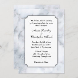 White Marble Classy Wedding Uitnodiging