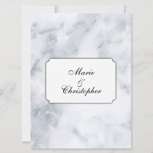 White Marble Classy Wedding Uitnodiging (Achterkant)