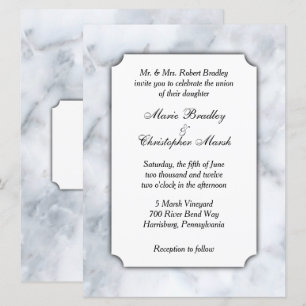 White Marble Classy Wedding Uitnodiging