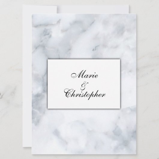 White Marble Classy Wedding Uitnodiging (Achterkant)
