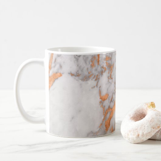 White Marble & Copper Cup Koffiemok (Met donut)