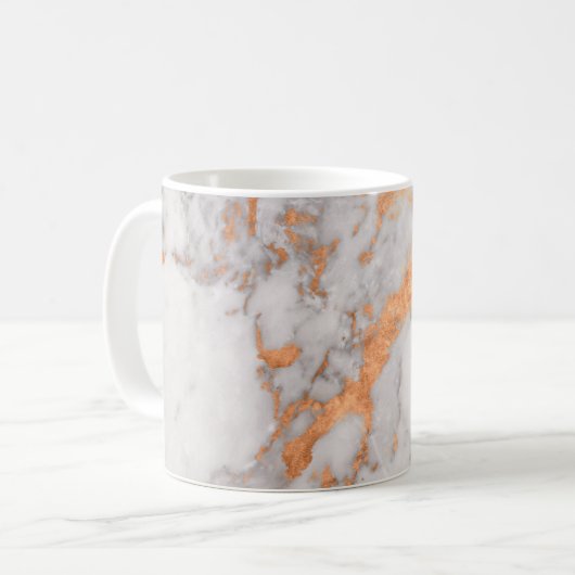 White Marble & Copper Cup Koffiemok (Voorkant links)