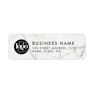 White Marble Custom Business Logo Retouradres Etiket