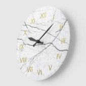 White marble Depiction Wall Clock Gold Numerals Grote Klok (Hoek)