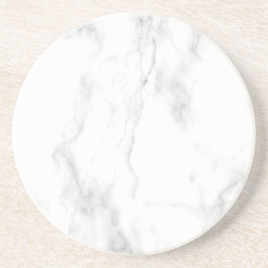 White Marble Elegant Design Trendy Sjabloon Round Zandsteen Onderzetter (Voorkant)