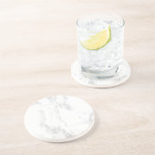 White Marble Elegant Design Trendy Sjabloon Round Zandsteen Onderzetter (Zijkant)