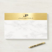 White marble Elegant Modern Faux Gold Sjabloon Post-it® Notes (Op bureau)