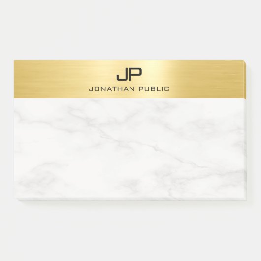 White marble Elegant Modern Faux Gold Sjabloon Post-it® Notes (Voorkant)