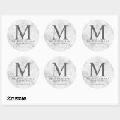White Marble Elegant Monogram Business Classic Rou Ronde Sticker (Vel)