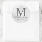 White Marble Elegant Monogram Business Classic Rou Ronde Sticker (Tas)