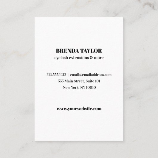 White Marble Eyelash Extension Client Consulting Visitekaartje (Achterkant)