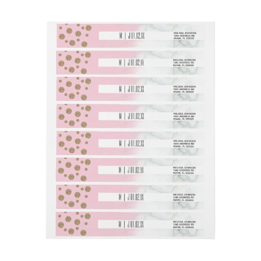 White Marble Faux Glitter Brush Wedding Logo (Vel)