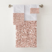 White Marble Faux Roos Gold Pink Glitter Bad Handdoek (Insitu)