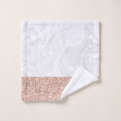 White Marble Faux Roos Gold Pink Glitter Bad Handdoek (Wasdoekje)