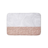 White Marble Faux Roos Gold Pink Glitter Badmat (Voorkant)