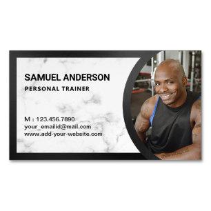 White Marble Fitness Personal Trainer Foto Magnetisch Visitekaartje