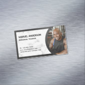 White Marble Fitness Personal Trainer Foto Magnetisch Visitekaartje (Voorbeeld)